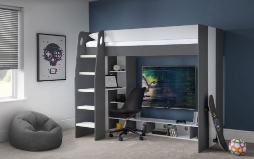 neb004 nebula gaming bed charcoal white roomset 1